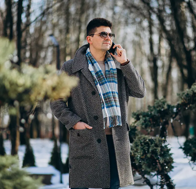 تیپ مردانه زمستانی با پالتو بلند