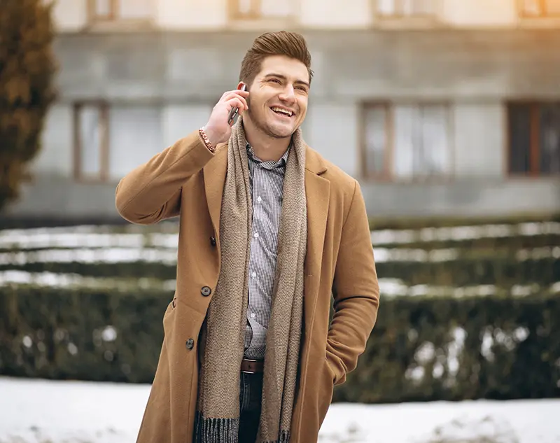 لباس زمستانی با پالتو قهوه ای