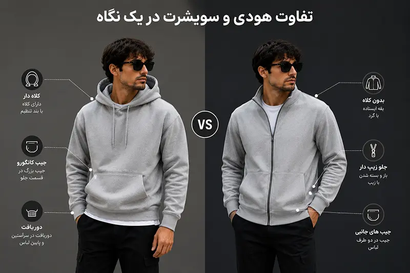 تفاوت هودی و سویشرت مردانه